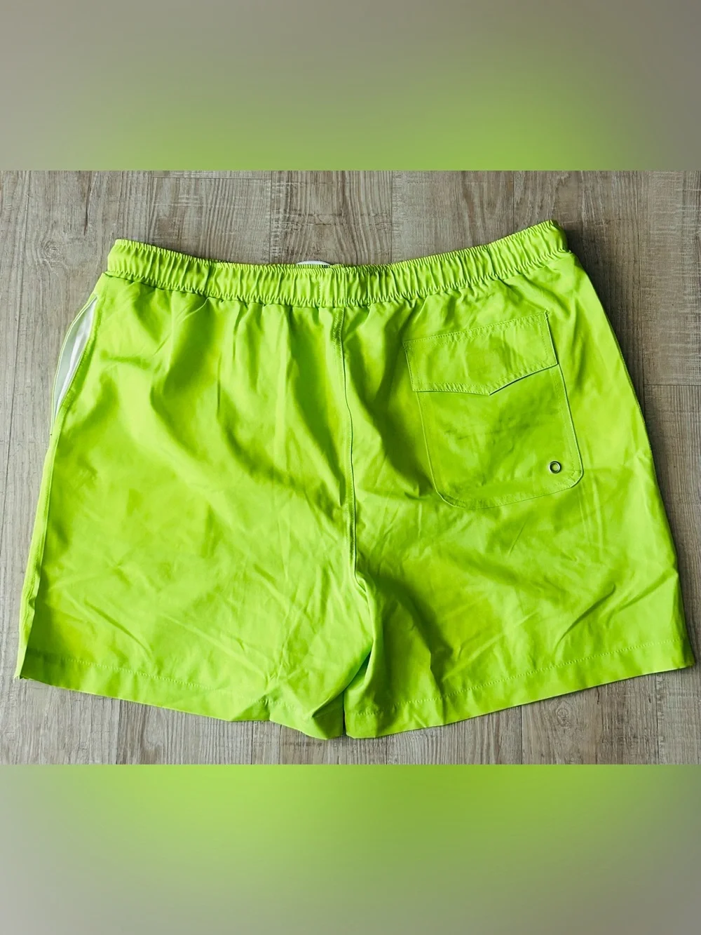 NovaMen Neon Lime Check-Print Swim Trunks